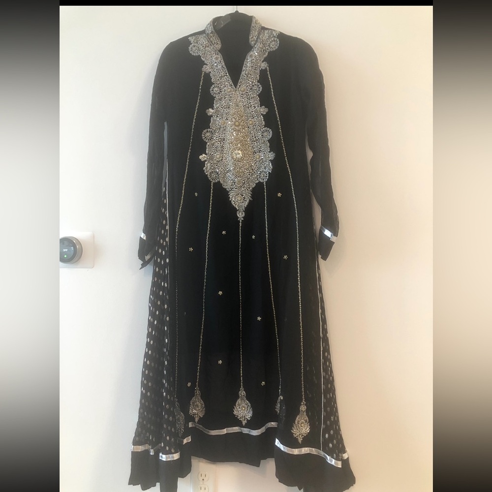 Elegant Black and Silver Embroidered Dress